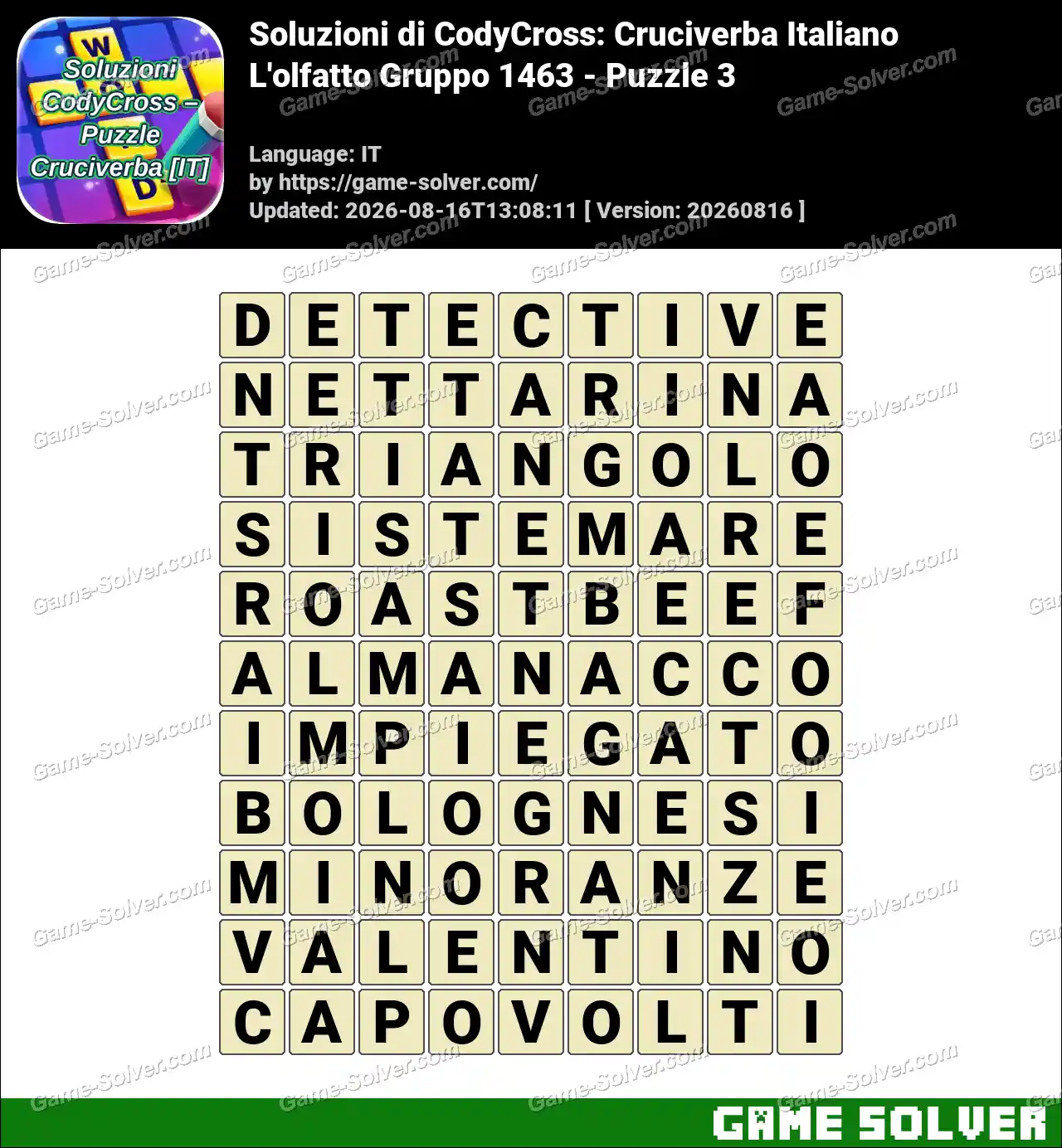 Soluzioni di CodyCross: Cruciverba Italiano L’olfatto Gruppo 1463 – Puzzle 3